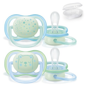 Avent Соска-пустышка силиконовая ultra air night SCF376/11 для мальчиков 0-6 мес 2 шт