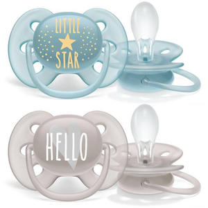 Avent Пустышка ultra soft little star/hello для мальчиков SCF223/01 6-18 мес 2 шт