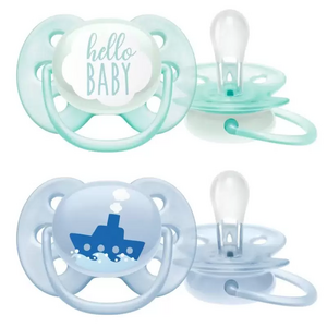 Avent Пустышка силиконовая ultrasoft рисунок для мальчиков 0-6 мес SCF222/01 2 шт
