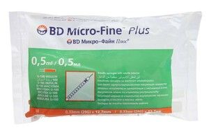 BD Micro-Fine Plus U-100 Шприцы 0,5 мл 29G 0,33 х 12,7 мм 10 шт