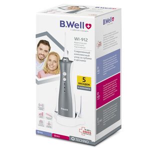 B.Well Ирригатор WI-912 портативный 5 насадок бесконтактный адаптер объем емкости 150 мл