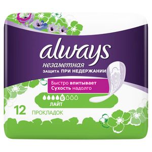 Always Light Незаметная защита Прокладки урологические для взрослых 12 шт