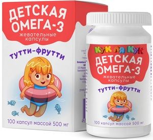 Mirrolla Кук Ля Кук Жевательные Капсулы детская Омега-3 со вкусом тутти-фрутти 100 шт