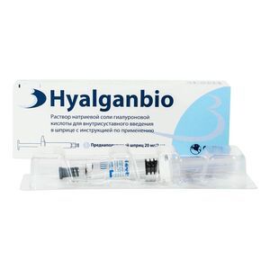 Hyalganbio Раствор натриевой соли гиалуроновой кислоты для для внутрисуставного введения 20 мг/2 мл шприц 1 шт