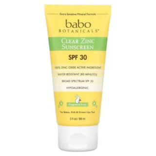 Babo Botanicals, Солнцезащитное средство с прозрачным цинком, для чувствительной кожи, SPF 30, без отдушек, 89 мл (3 жидк. Унции)