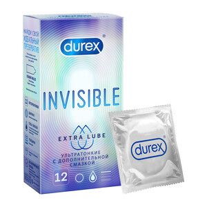 Durex Invisible Extra Lube Презервативы 12 шт