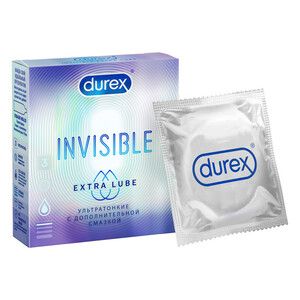 Durex Invisible Extra Lube Презервативы 3 шт