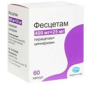 Фесцетам Капсулы 400 мг + 25 мг 60 шт