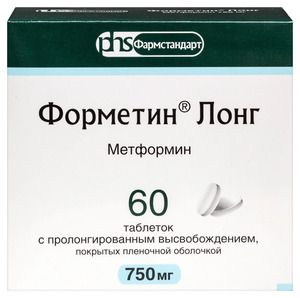 Форметин лонг Таблетки с пролонгированным высвобождением 750 мг 60 шт