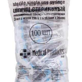 Шприц 3-х компонентный SF Medical/СФ Медикал 0,6x30мм 3мл 100шт