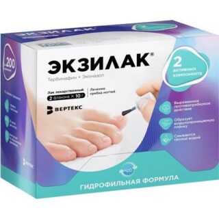 Экзилак лак для ногтей 4%+3% 10г 2шт+Пилочка для ногтей 30шт